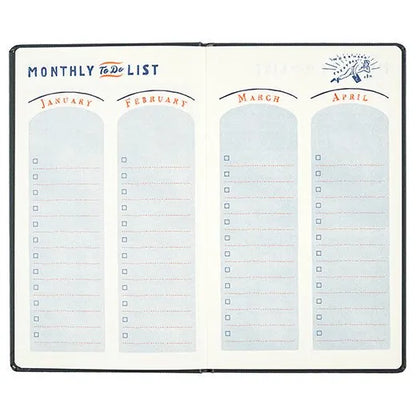 2025 Monthly Schedule Notebook - B6 Slim Hard Cover - Chalkboy - Techo Treats