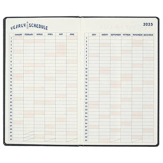 2025 Monthly Schedule Notebook - B6 Slim Hard Cover - Chalkboy - Techo Treats