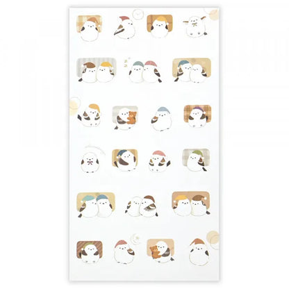 Mattari Animals Sticker Sheet (Night) - Shimaenaga Long-tailed Tit