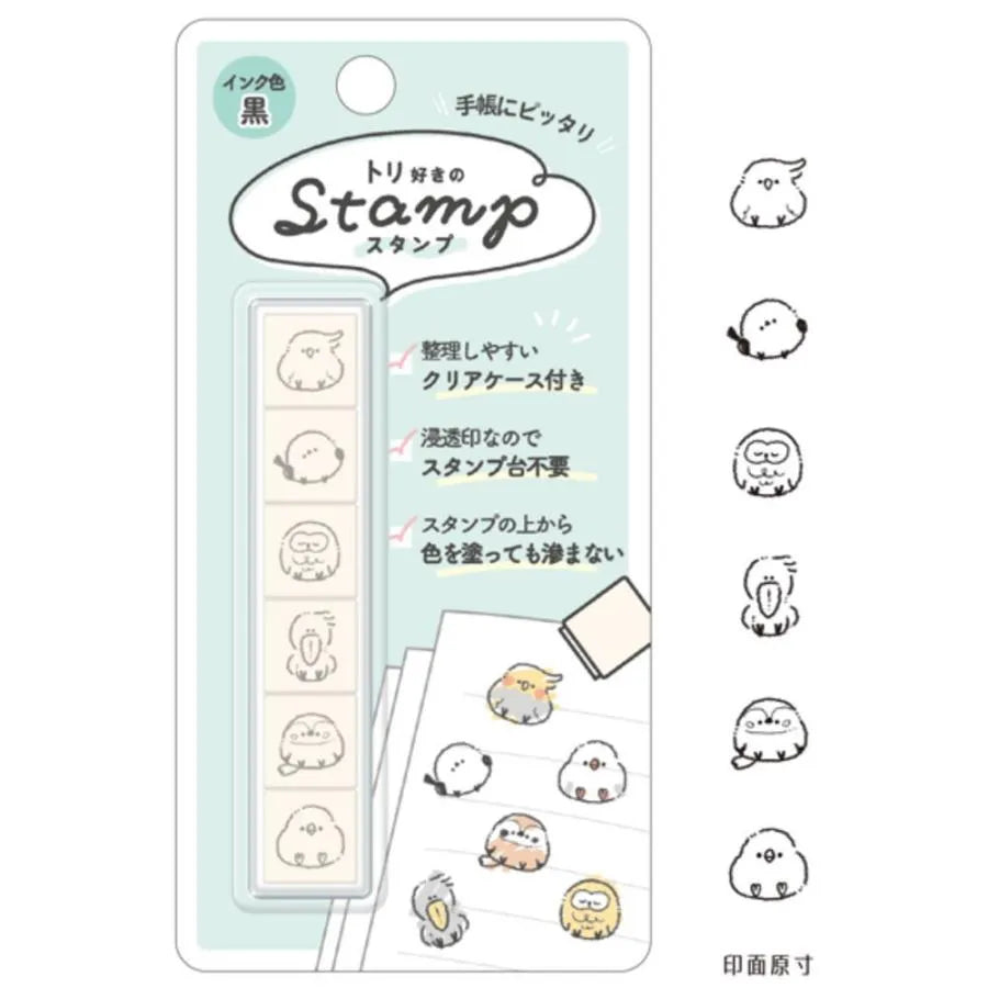 6-in-1 Self-inking Stamp Set Vol.1 - Stamp for Bird Lovers - KAMIO JAPAN - Default Title by Techo Treats Stationery
