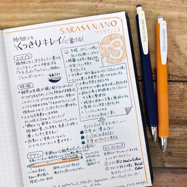 Sarasa Nano 0.3mm Gel Ballpoint Pen - Vintage Color (6 Colors)