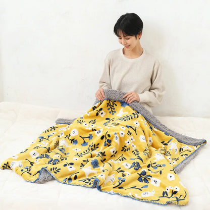 Shimaenaga Long-tailed Tit Large Velvet Blanket - Baby Blue