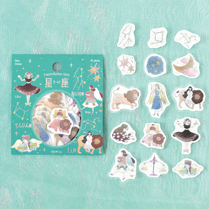 Constellation Girls Foil-stamped Flake Seal - Leo &amp; Virgo &amp; Libra