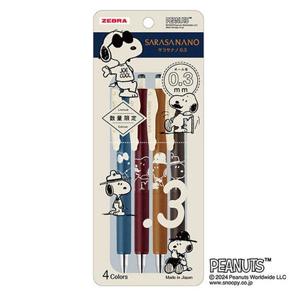 Snoopy Sarasa Nano 0.3mm 4-color Set - Vintage Color