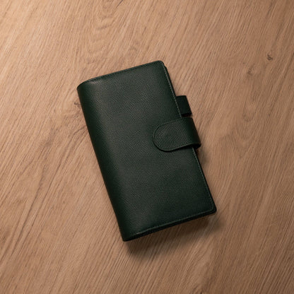 A6 Personal Slim Epsom Leather Ring Planner - Dark Forest Green - Techo Treats