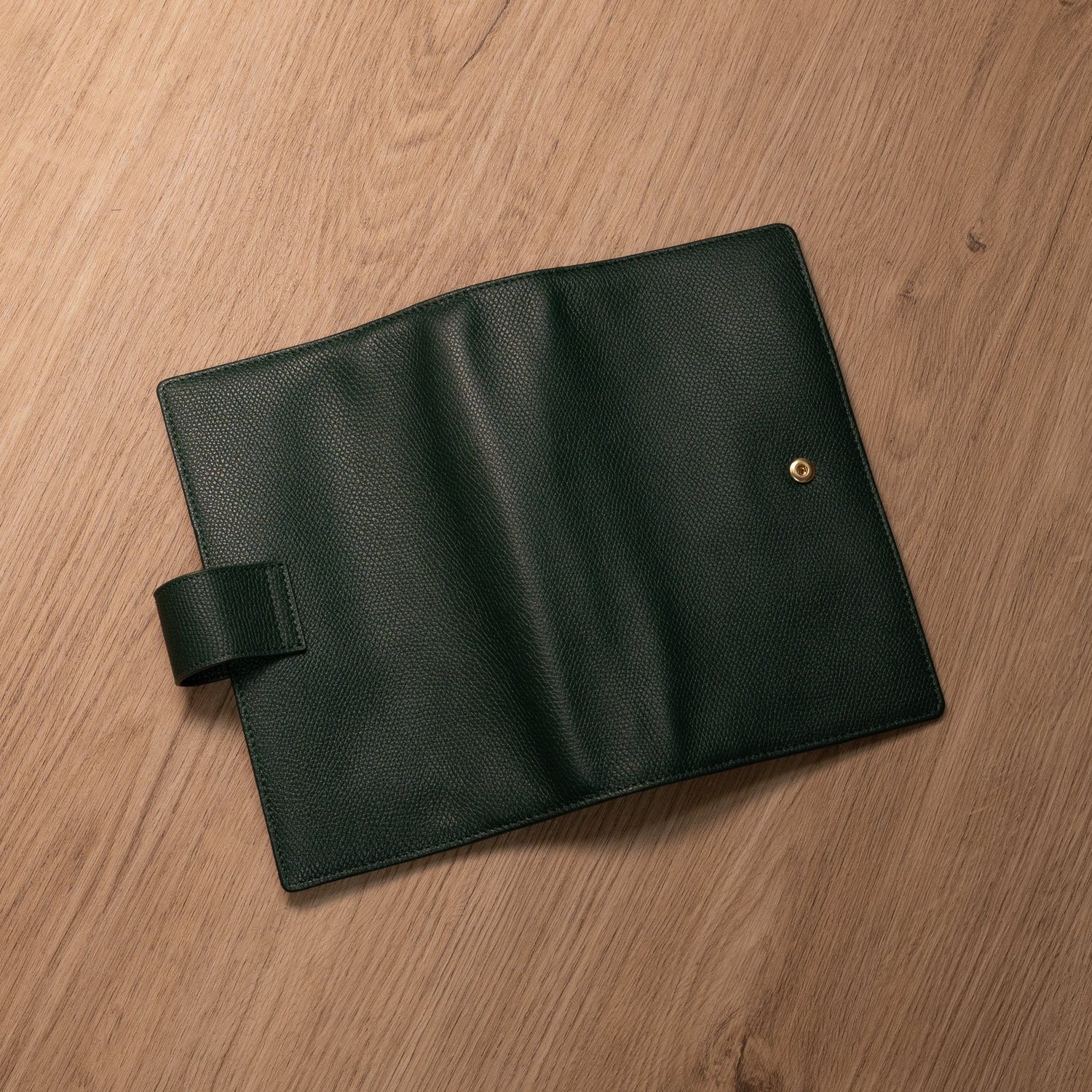 A6 Personal Slim Epsom Leather Ring Planner - Dark Forest Green - Techo Treats