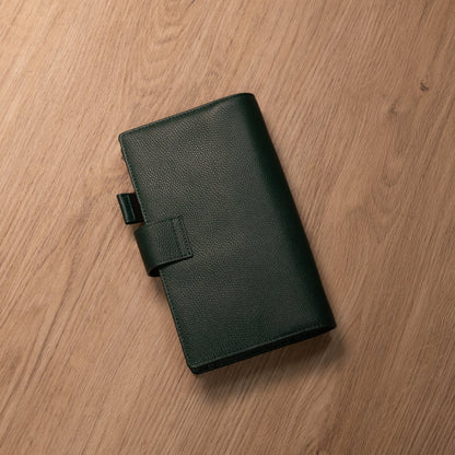 A6 Personal Slim Epsom Leather Ring Planner - Dark Forest Green - Techo Treats