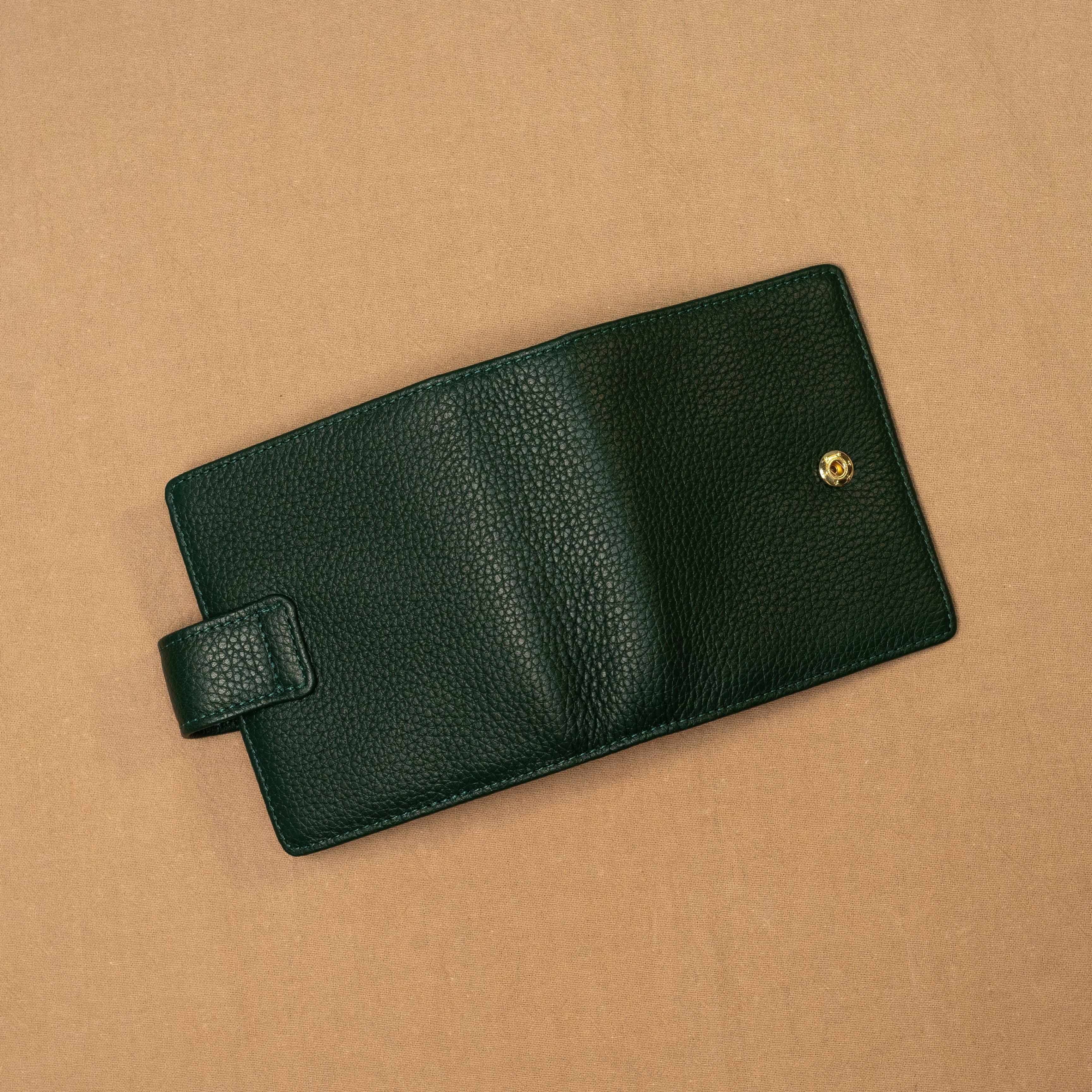 A9 Lychee Grain Leather Planner - Dark Green x Mint Green - Techo Treats