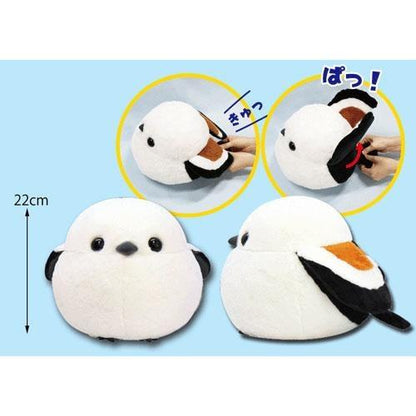AMUSE Shimaenaga Long-tailed Tit Wings Flapping Stuffed Toy (22cm) - Default Title by Techo Treats Stationery