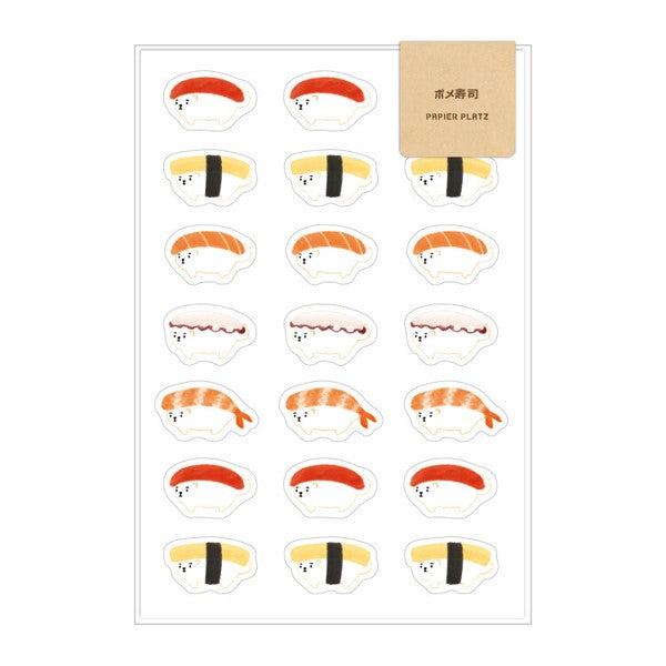 AOYOSHI Food x Animal Sticker Vol.1 - 003 Sushi Pome - Papier Platz - Default Title by Techo Treats Stationery