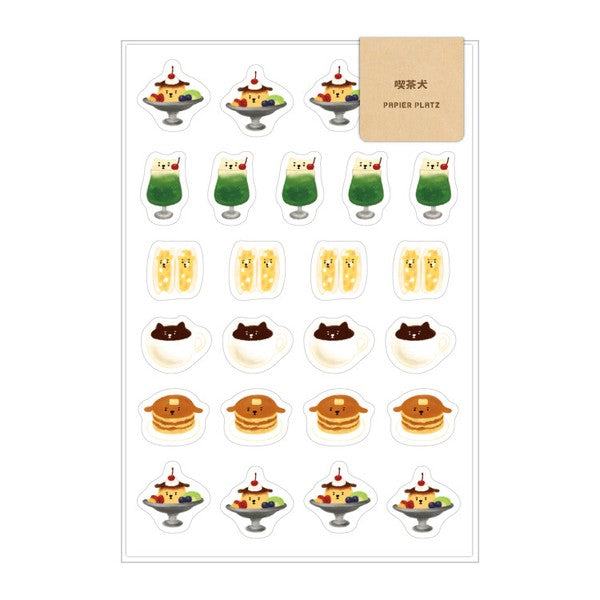 AOYOSHI Food x Animal Sticker Vol.1 - 004 Cafe Dog - Papier Platz - Default Title by Techo Treats Stationery