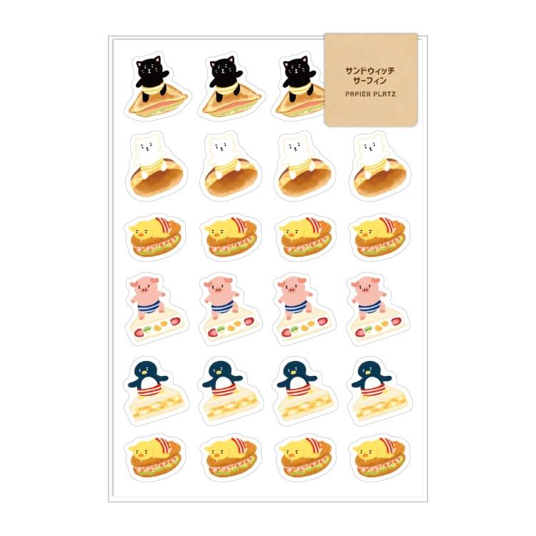 AOYOSHI Food x Animal Sticker Vol.1 - 015 Sandwich Surfing - Papier Platz - Default Title by Techo Treats Stationery