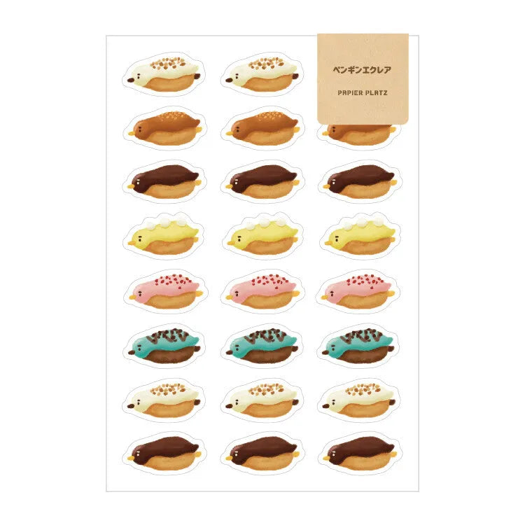 AOYOSHI Food x Animal Sticker Vol.3 - 038 Eclair Penguin - Papier Platz - Default Title by Techo Treats Stationery