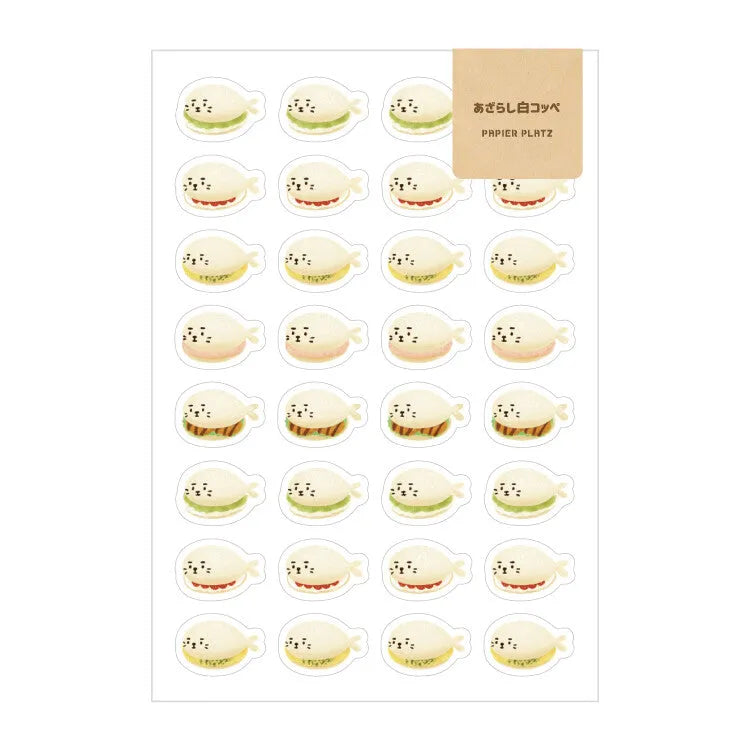 AOYOSHI Food x Animal Sticker Vol.3 - 046 White Crepe Seal - Papier Platz - Default Title by Techo Treats Stationery