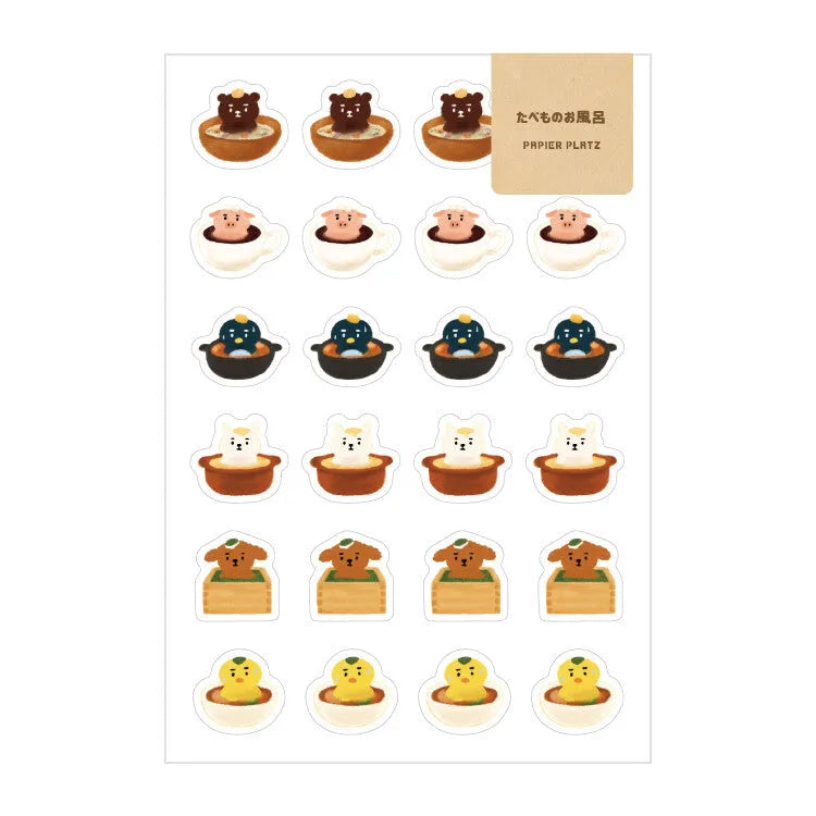 AOYOSHI Food x Animal Sticker Vol.3 - 047 Food Bath - Papier Platz - Default Title by Techo Treats Stationery