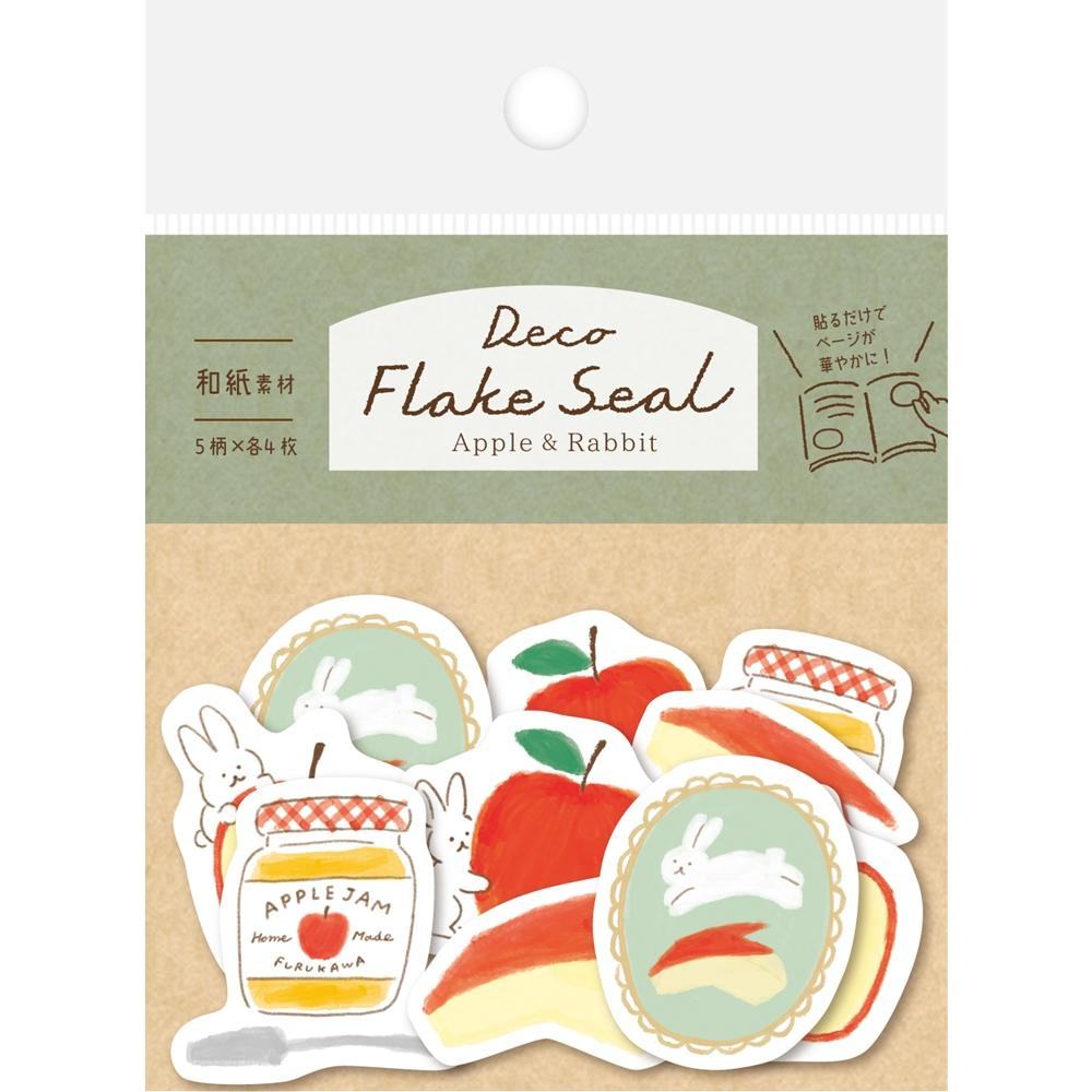 Autumn Limited Flake Stickers - Apple and Rabbit - Furukawa Shiko - Default Title by Techo Treats Stationery