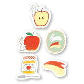 Autumn Limited Flake Stickers - Apple and Rabbit - Furukawa Shiko - Default Title by Techo Treats Stationery