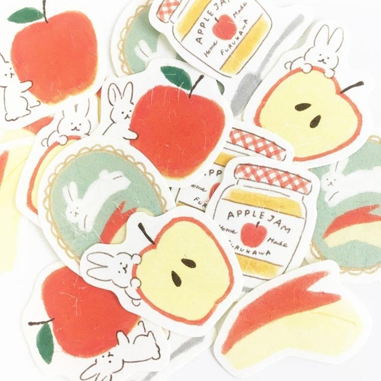 Autumn Limited Flake Stickers - Apple and Rabbit - Furukawa Shiko - Default Title by Techo Treats Stationery