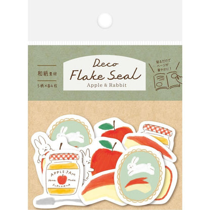 Autumn Limited Flake Stickers - Apple and Rabbit - Techo Treats