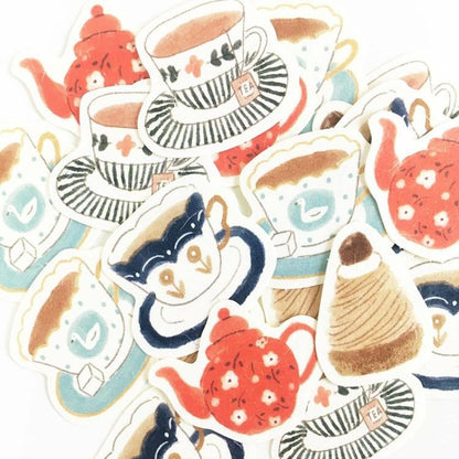 Autumn Limited Flake Stickers - Tea Time - Furukawa Shiko - Default Title by Techo Treats Stationery