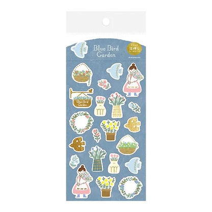 Autumn Limited Foil-stamped Sticker Sheet - Blue Bird Garden