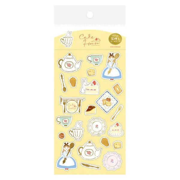 Autumn Limited Foil-stamped Sticker Sheet - Cake House - Furukawa Shiko - Default Title by Techo Treats Stationery