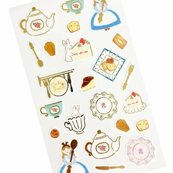 Autumn Limited Foil-stamped Sticker Sheet - Cake House - Furukawa Shiko - Default Title by Techo Treats Stationery