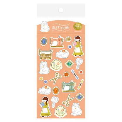 Autumn Limited Foil-stamped Sticker Sheet - Glittering Handcraft Shop - Furukawa Shiko - Default Title by Techo Treats Stationery