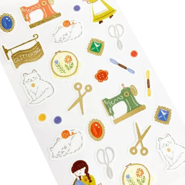 Autumn Limited Foil-stamped Sticker Sheet - Glittering Handcraft Shop - Furukawa Shiko - Default Title by Techo Treats Stationery