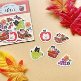 Autumn Limited Pochitto Flake Stickers - Fruit Cat - Techo Treats