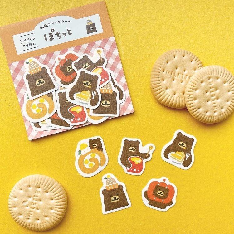 Autumn Limited Pochitto Flake Stickers - Sweets Bear - Techo Treats