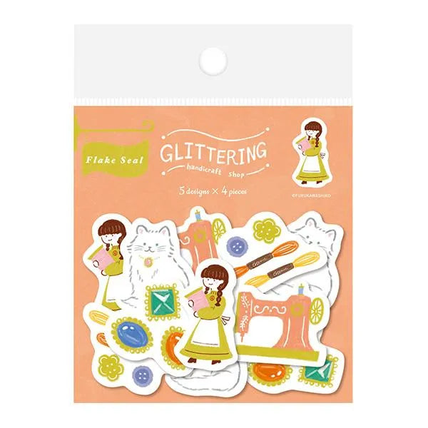 Autumn Limited Washi Flake Seal - Glittering Handcraft Shop - Furukawa Shiko - Default Title by Techo Treats Stationery