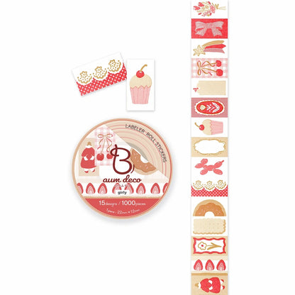 Beverly Baum deco Labeler Roll Stickers (9 designs) - Girly by Techo Treats Stationery