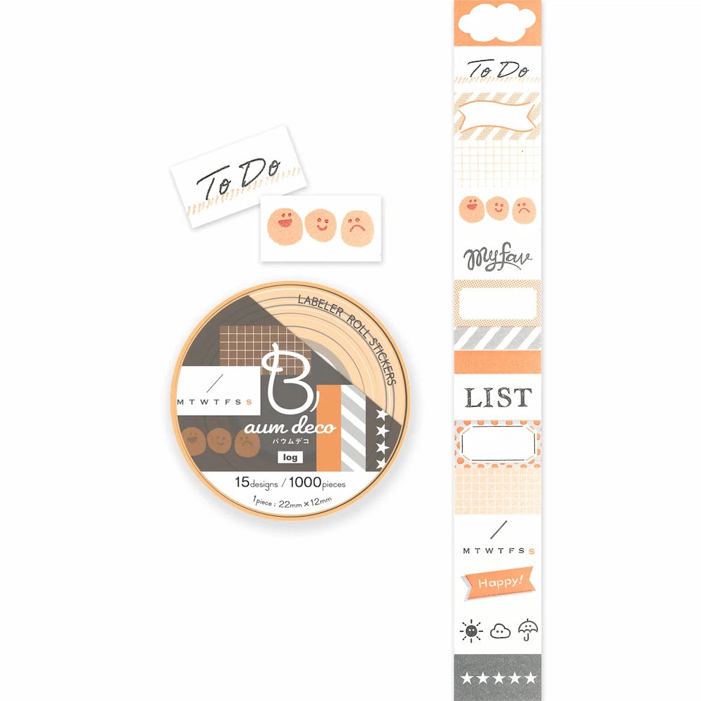 Beverly Baum deco Labeler Roll Stickers (9 designs) - Log by Techo Treats Stationery