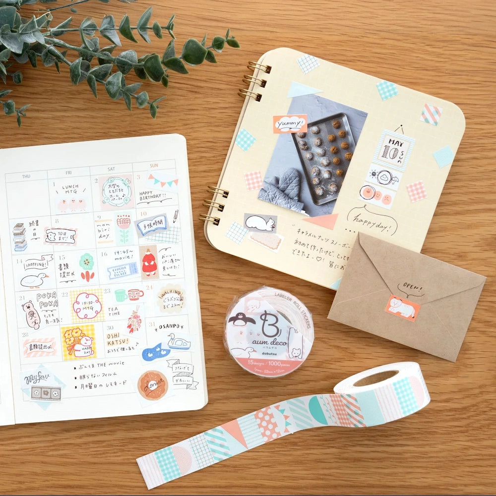 Beverly Baum deco Labeler Roll Stickers (9 designs) - Sugar Pink by Techo Treats Stationery