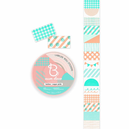 Beverly Baum deco Labeler Roll Stickers (9 designs) - Sugar Pink by Techo Treats Stationery