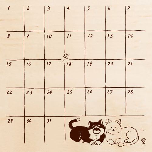Beverly Colorful Rubber Stamp - Cats Monthly Calendar - Default Title by Techo Treats Stationery