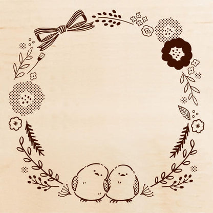 Beverly Colorful Rubber Stamp - Shimaenaga Long-tailed Tit Wreath - Default Title by Techo Treats Stationery