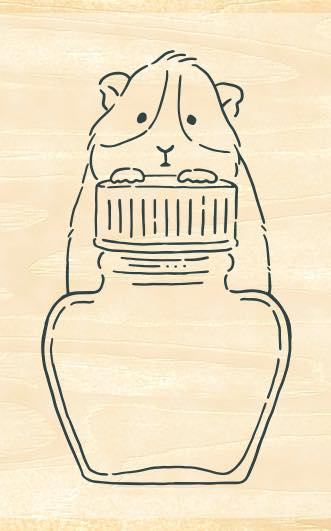 Beverly Ink Pal Rubber Stamp - Guinea Pig and Ink - Default Title by Techo Treats Stationery