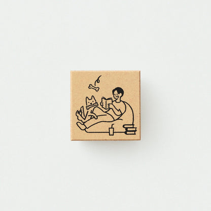 Beverly Sankakeru Currently on Vacation Rubber Stamp - Reading Manga - Default Title by Techo Treats Stationery
