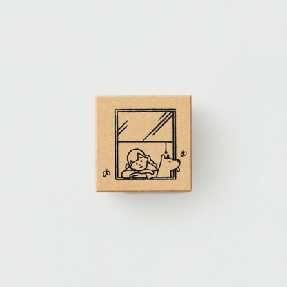 Beverly Sankakeru Currently on Vacation Rubber Stamp - View outside Window - Default Title by Techo Treats Stationery