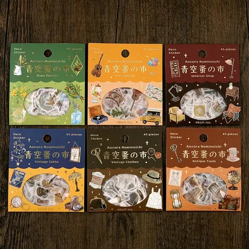 BGM Blue Sky Flea Market Vintage Zakka Foil-stamped Flake Seal - Antique Tools - Default Title by Techo Treats Stationery