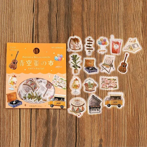 BGM Blue Sky Flea Market Vintage Zakka Foil-stamped Flake Seal - Let&