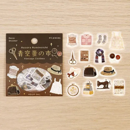 BGM Blue Sky Flea Market Vintage Zakka Foil-stamped Flake Seal - Vintage Clothes - Default Title by Techo Treats Stationery