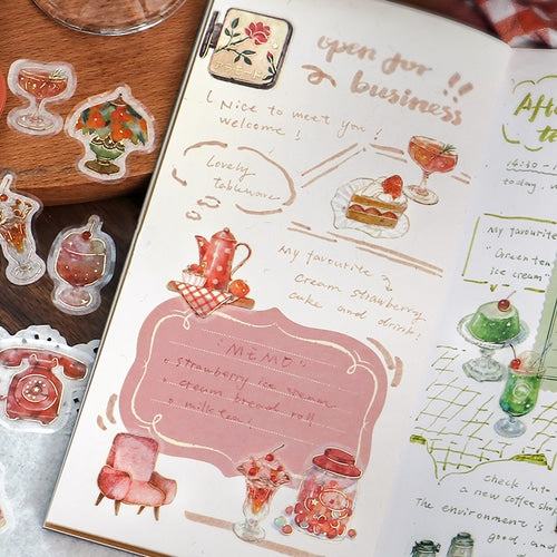 BGM Cafe A la Mode Foil-stamped Flake Seal - Red - Default Title by Techo Treats Stationery