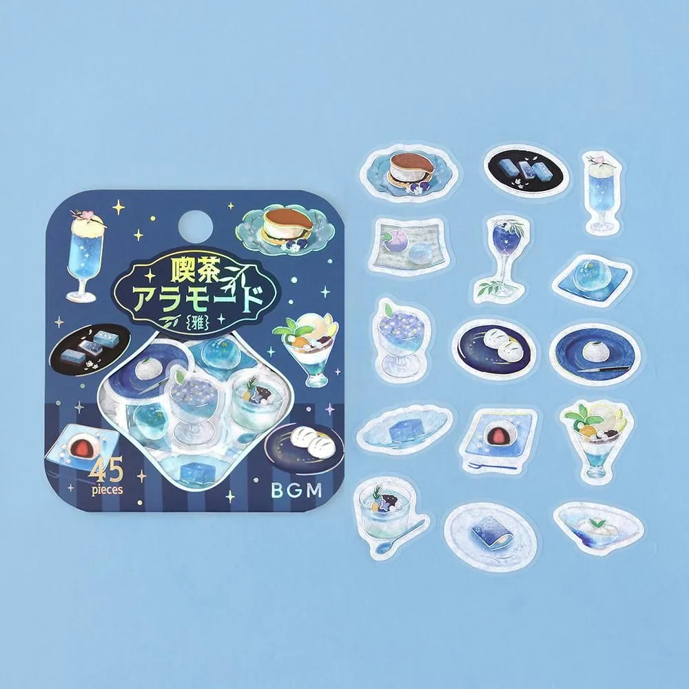 BGM Cafe A La Mode Miyabi Foil-stamped Flake Seal - Ruri Blue - Default Title by Techo Treats Stationery