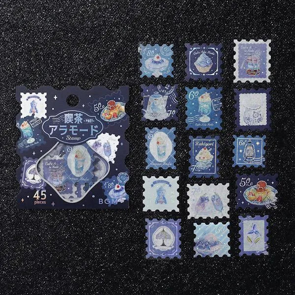 BGM Cafe A La Mode Post Office Foil-stamped Flake Seal - Blue - Default Title by Techo Treats Stationery