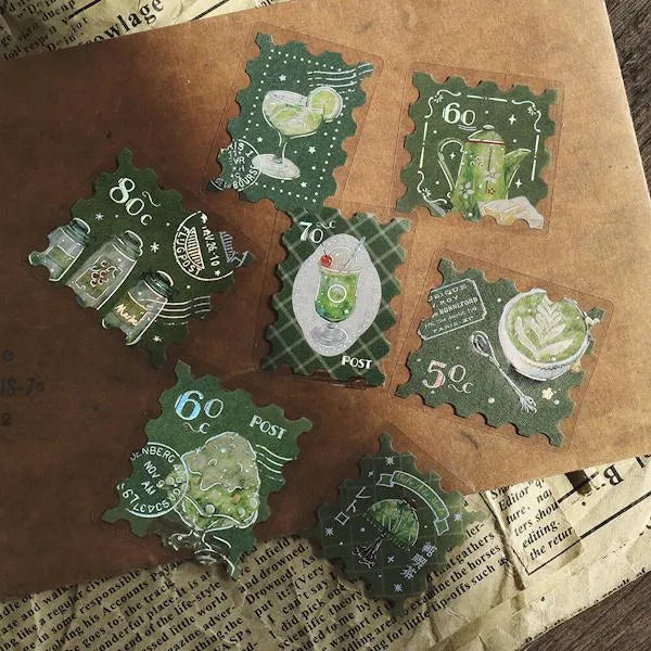BGM Cafe A La Mode Post Office Foil-stamped Flake Seal - Green - Default Title by Techo Treats Stationery