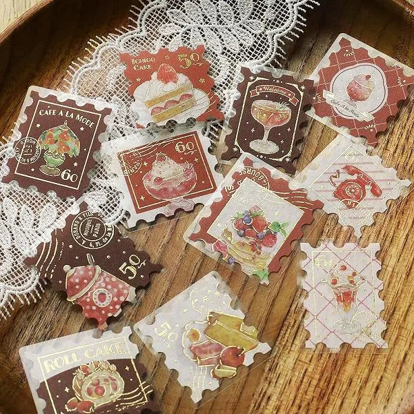 BGM Cafe A La Mode Post Office Foil-stamped Flake Seal - Red - Default Title by Techo Treats Stationery