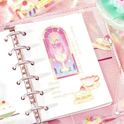 BGM Cafe A La Mode Stained Glass Foil-stamped Clear Sticker - Red - Default Title by Techo Treats Stationery